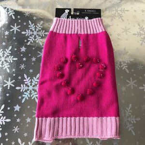 Jolly knits Dog Pink heart  Sweater Size : XS